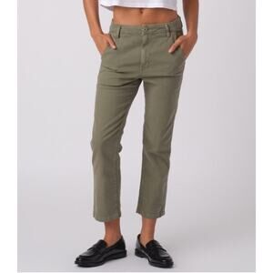AMO Easy Trouser Surplus Pants Womens 25 Olive Green Straight Leg Crop Relaxed